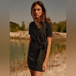 Sezane Black and White Polka Dot Dress